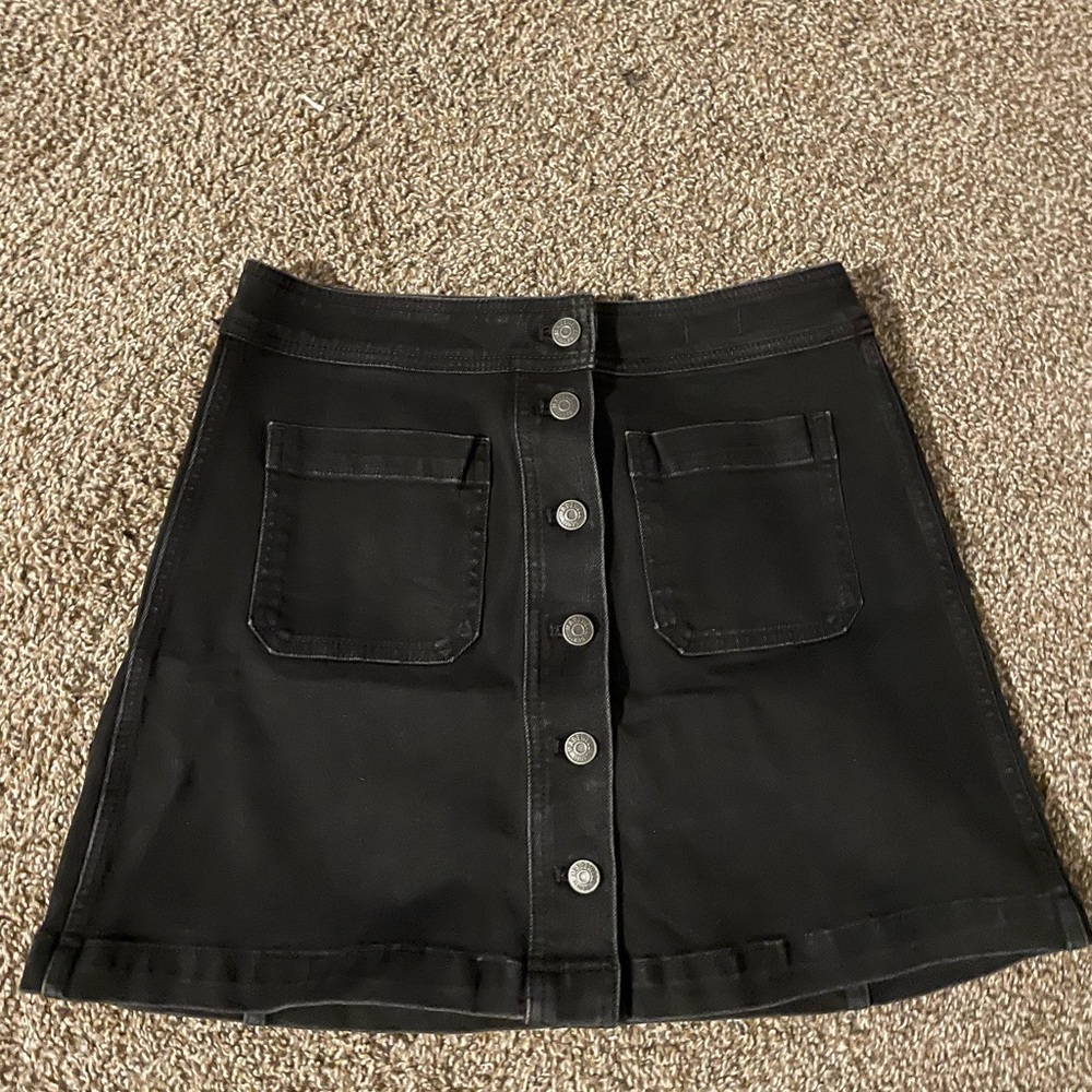 Madewell black stretch denim A-line skirt